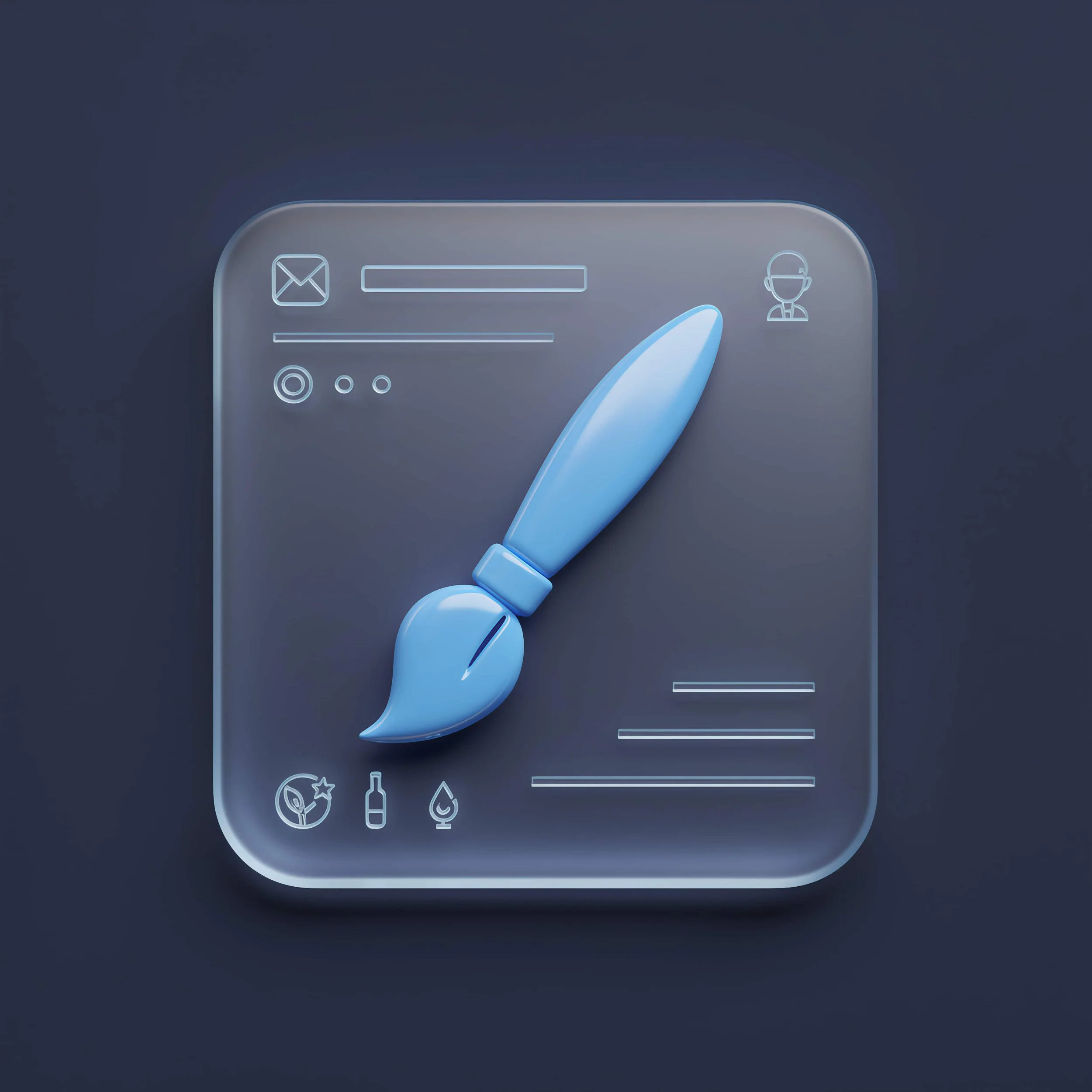 Geometric drawing of an outline square with sections divided by vertical, horizontal, and half circle lines.