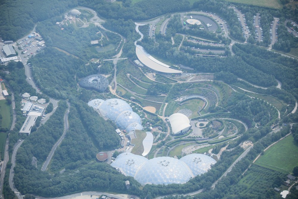 Aerial view of the Eden Project precinct