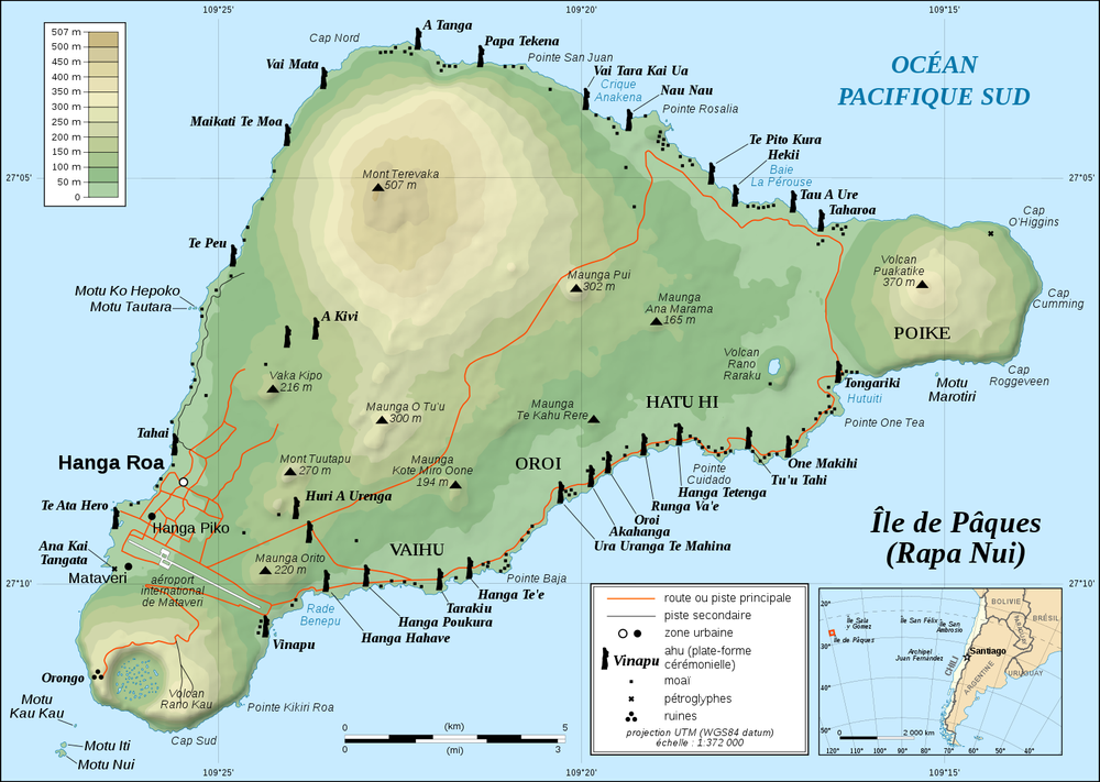 Modern French map of Easter Island