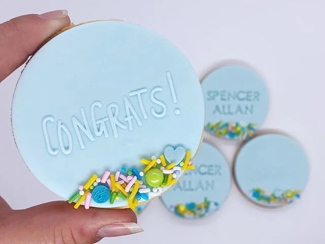 New baby and fresh cookies 😍 
#newcastlecookieco #cookies #happiness #party #fondant #sugar #baking #ordernow #flour #newcastle #smallbusiness #sugarcookies #localsuppotlocal #newbaby #freshcookies #congrats #yum #delish #blue #sprinkles