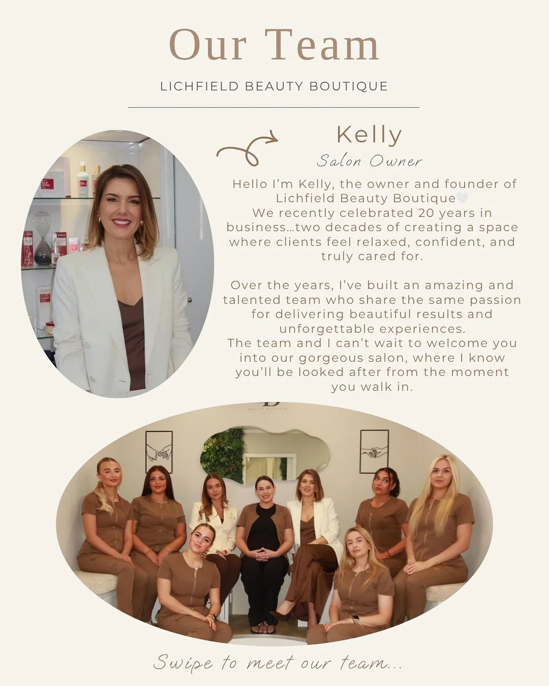 Meet the Lichfield Beauty Boutique team 🤍

Our talented team is dedicated to creating beautiful results and unforgettable experiences.

Each of us brings something unique to the salon, swipe through to get to know the faces behind your favourite tre