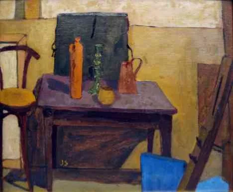 Still Life With Artist Folio, oil on board, 14x18 inches, 1948(Ref: JS1002)