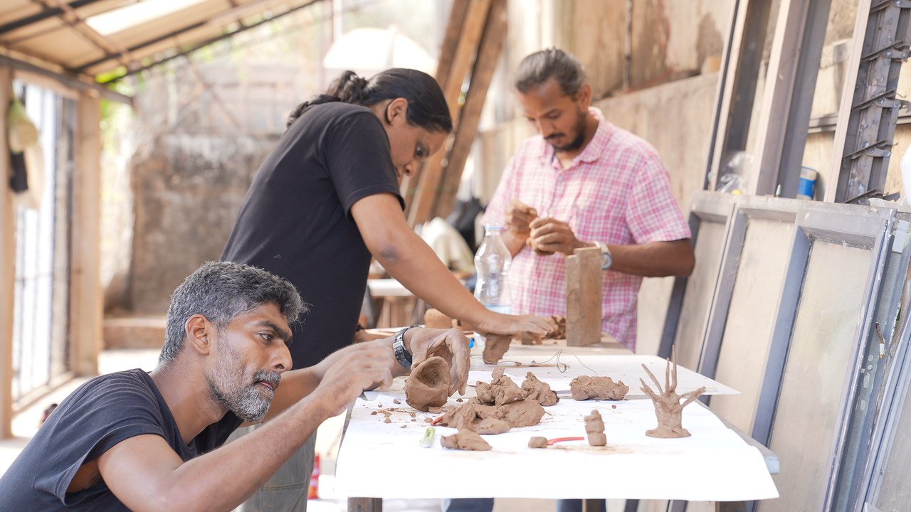 The artists at work.
