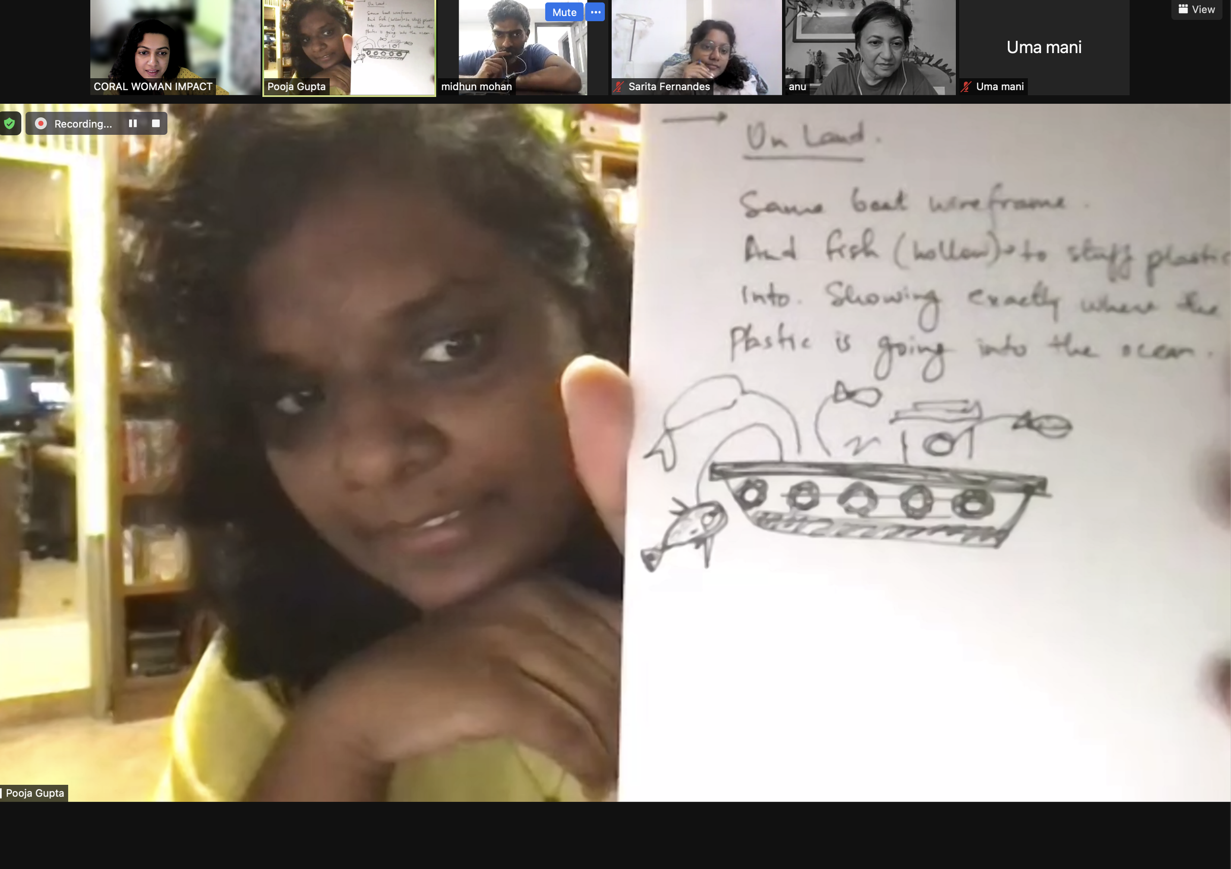 Multimedia science artist Pooja Gupta sharing ideas.