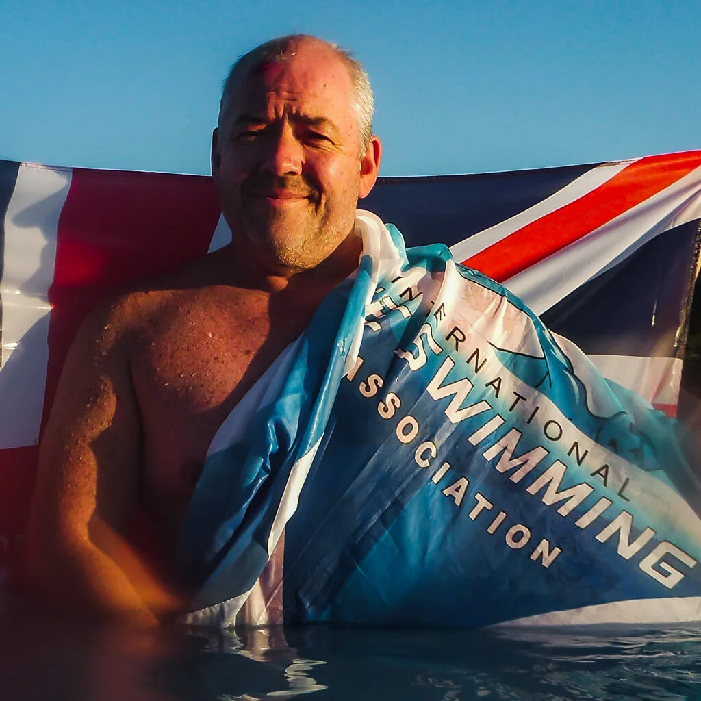 2015 Iceland - moments after completing the world's first ice mile in Iceland.  Water temp 4.7ºC
