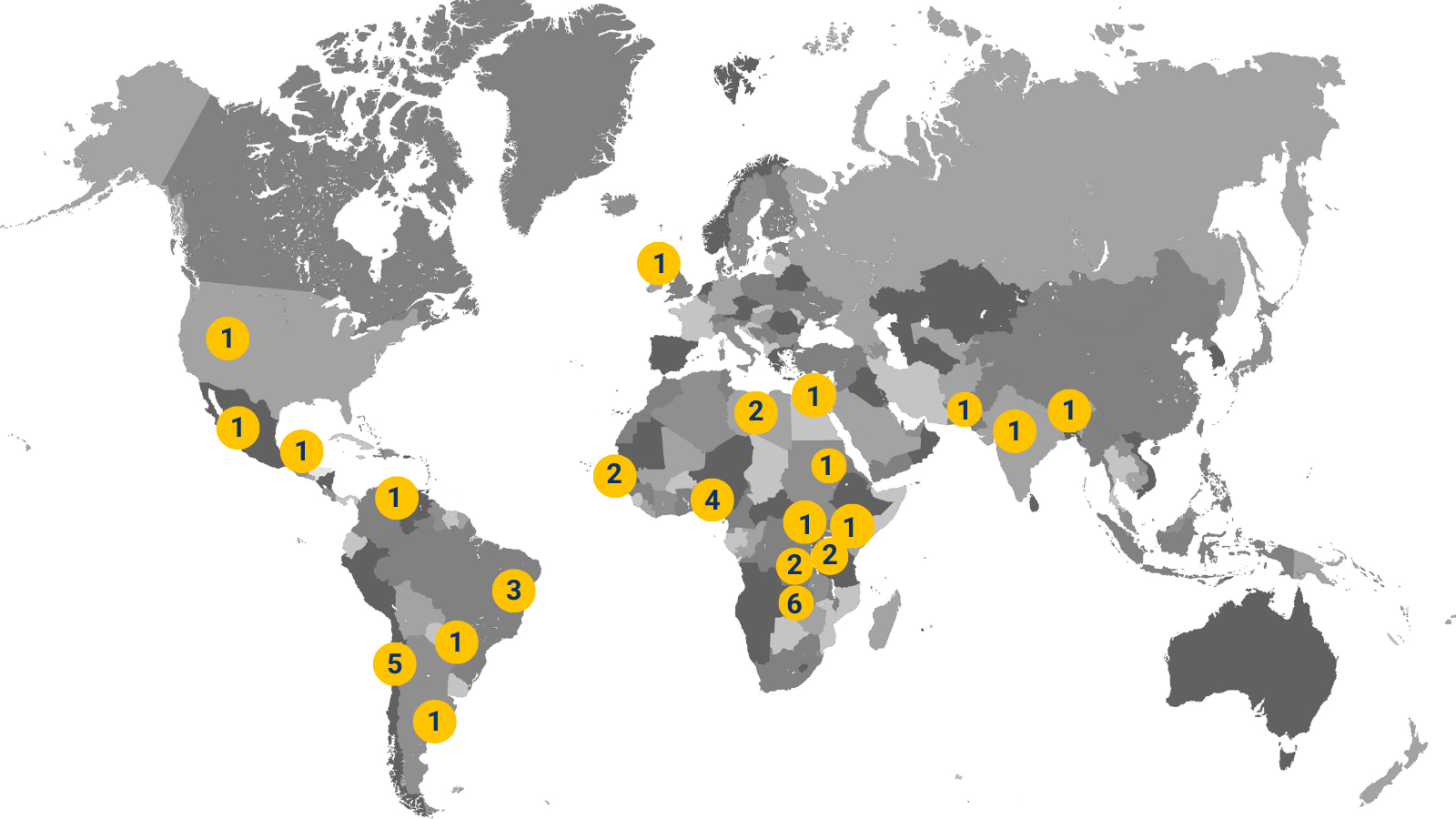 World map with yellow dots showing location of climate democracy action participants