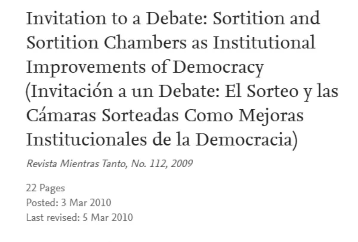 Invitation to a debate: Sortition