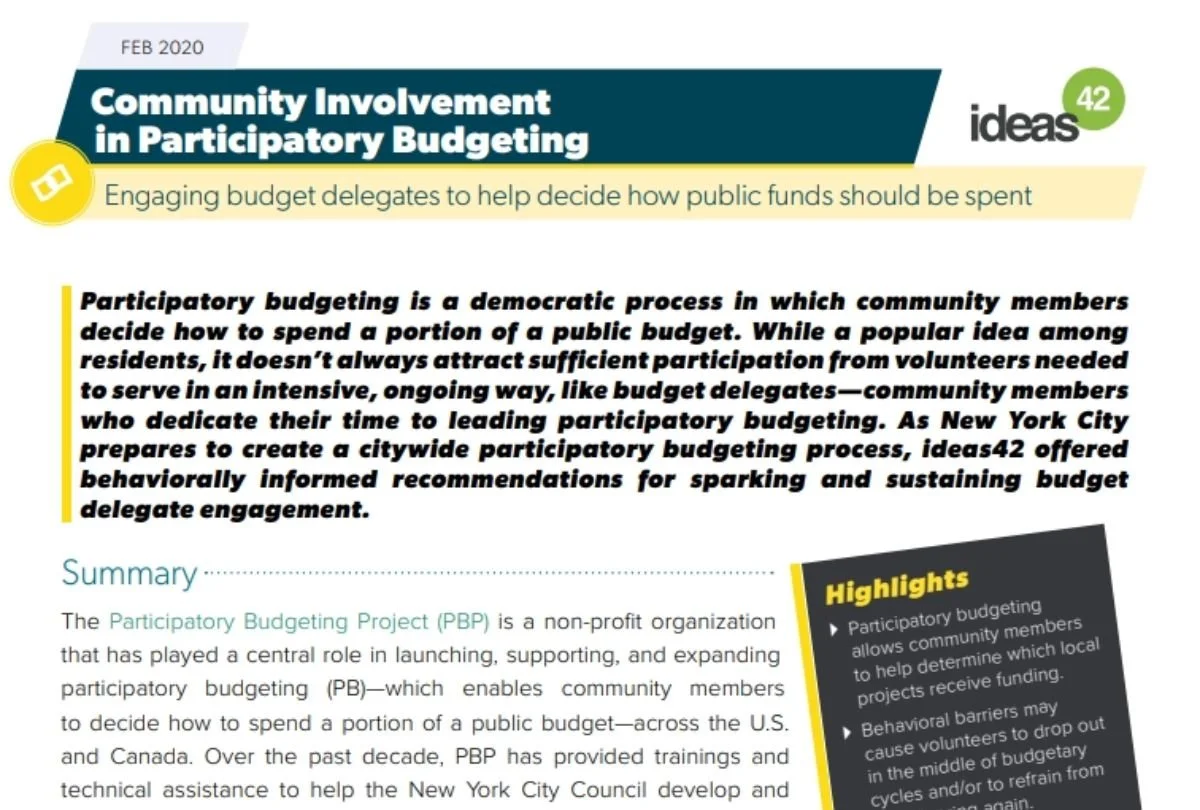 Community involvement in PB