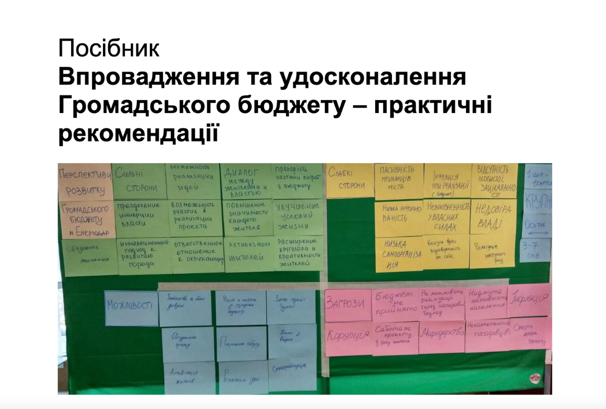 Manual for the implementation and improvement of participatory budgeting in Ukraine