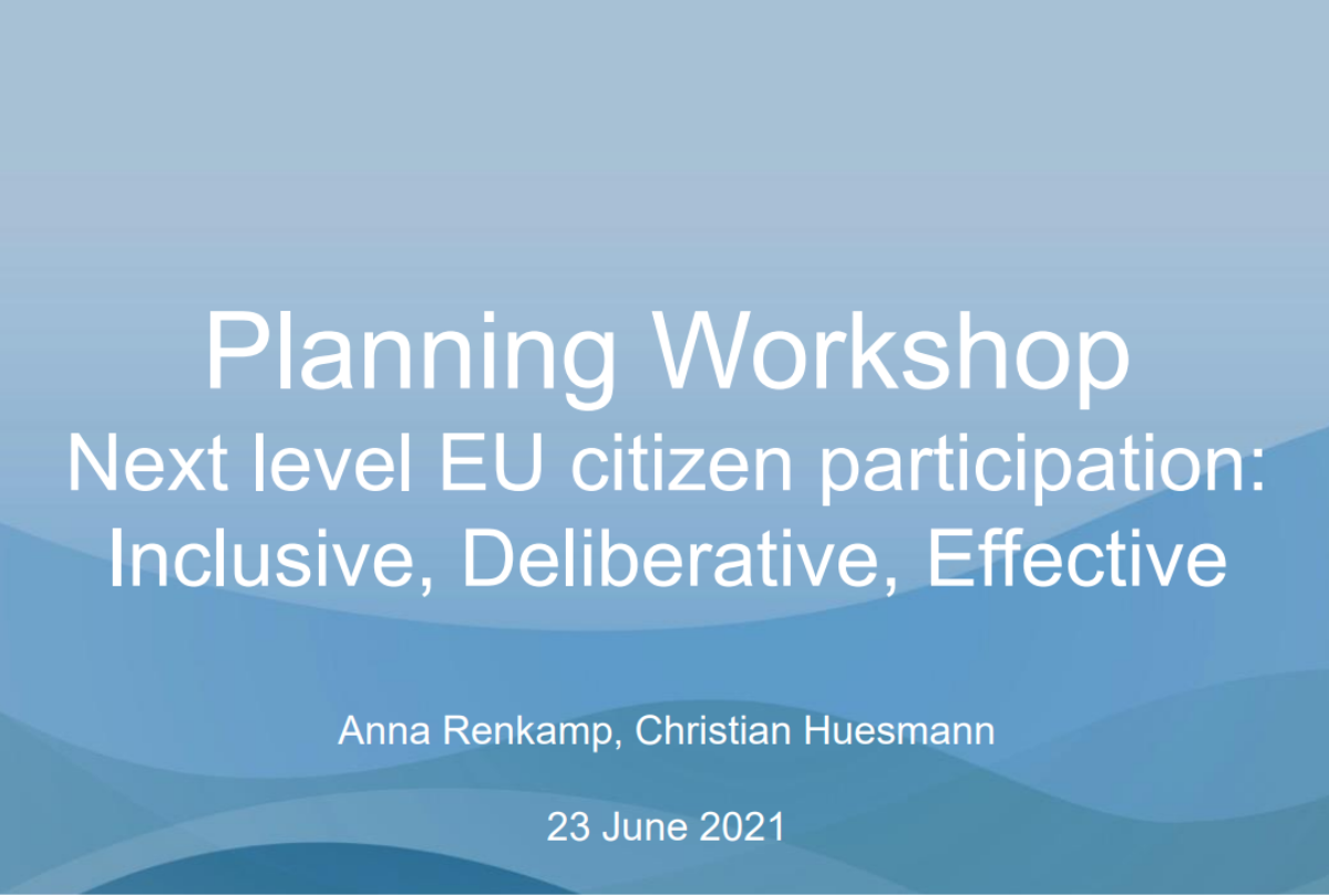 Planning workshop: Next level EU citizen participation