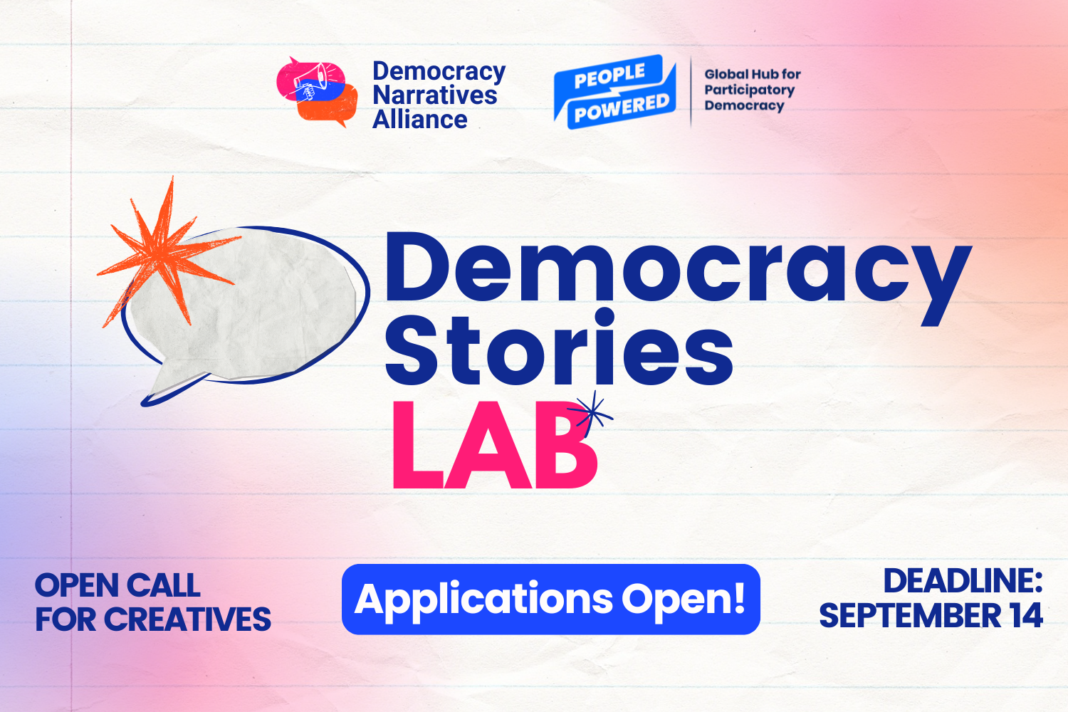 The Democracy Stories Lab is now open — apply by September 14