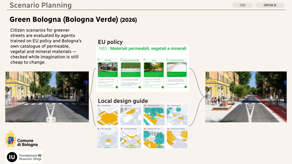  CoPlanAI (Finland, cases worldwide): Sampo Ruoppila on turning residents’ ideas on how to improve their familiar public spaces into visualisations and analysis. 