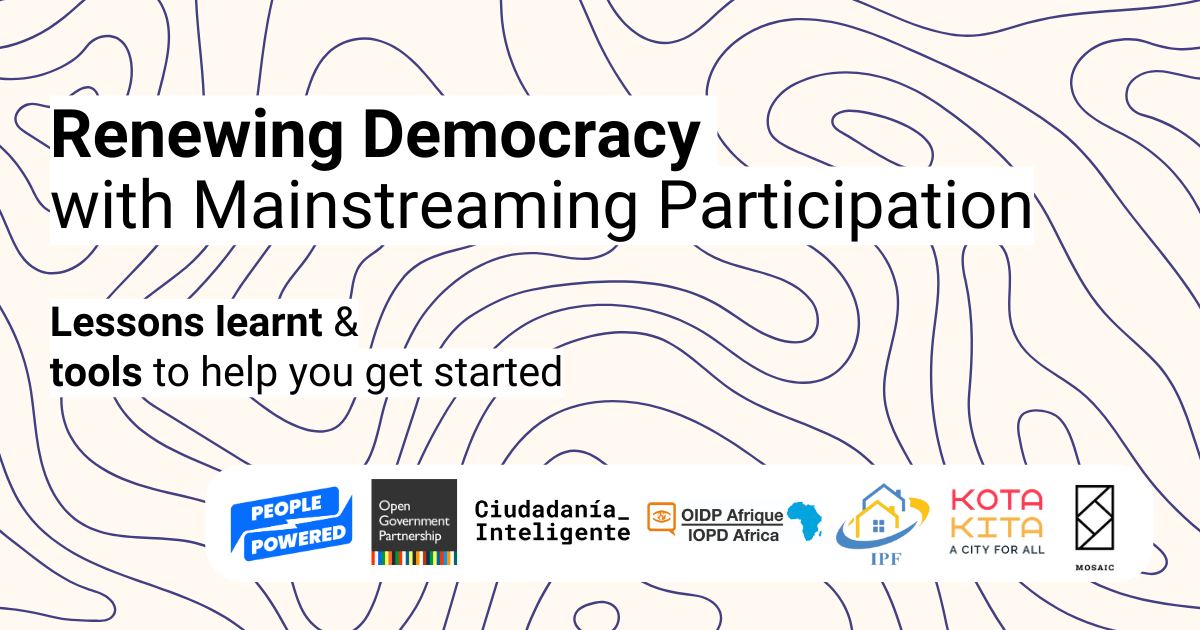 Renewing democracy by mainstreaming participation: Lessons learned and ...