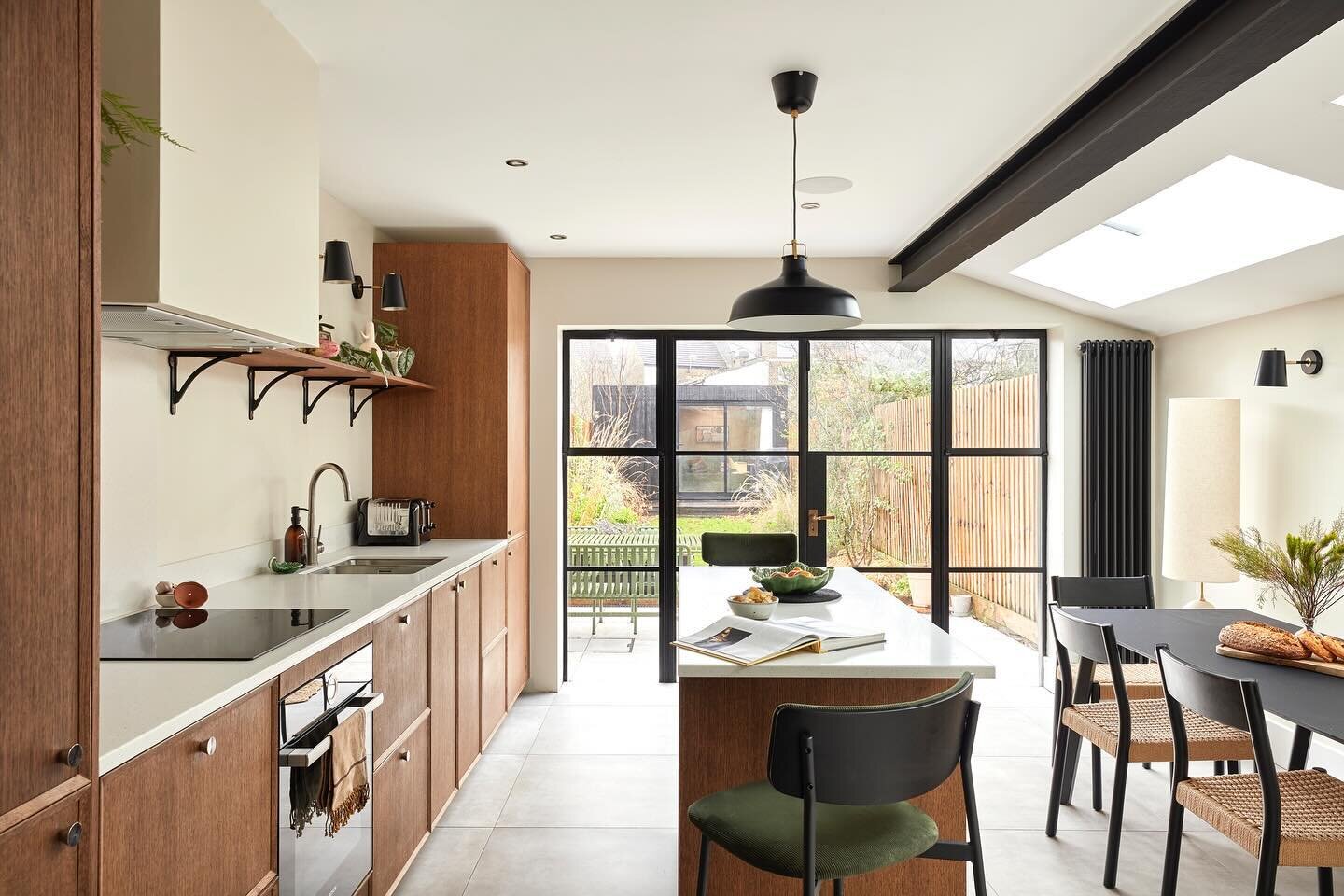 A serene view towards the garden with an elegant kitchen and dining area.

Photo: @snookphotograph 
Interior Design: @palmer_and_stone 
Build: @addspacelondon 

#architecture #design #home #homedesign #homeinspiration #designinspo #homeinspo #archite