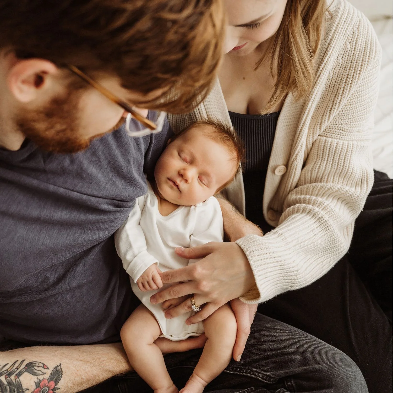 Family captured in newborn photoshoot in portland