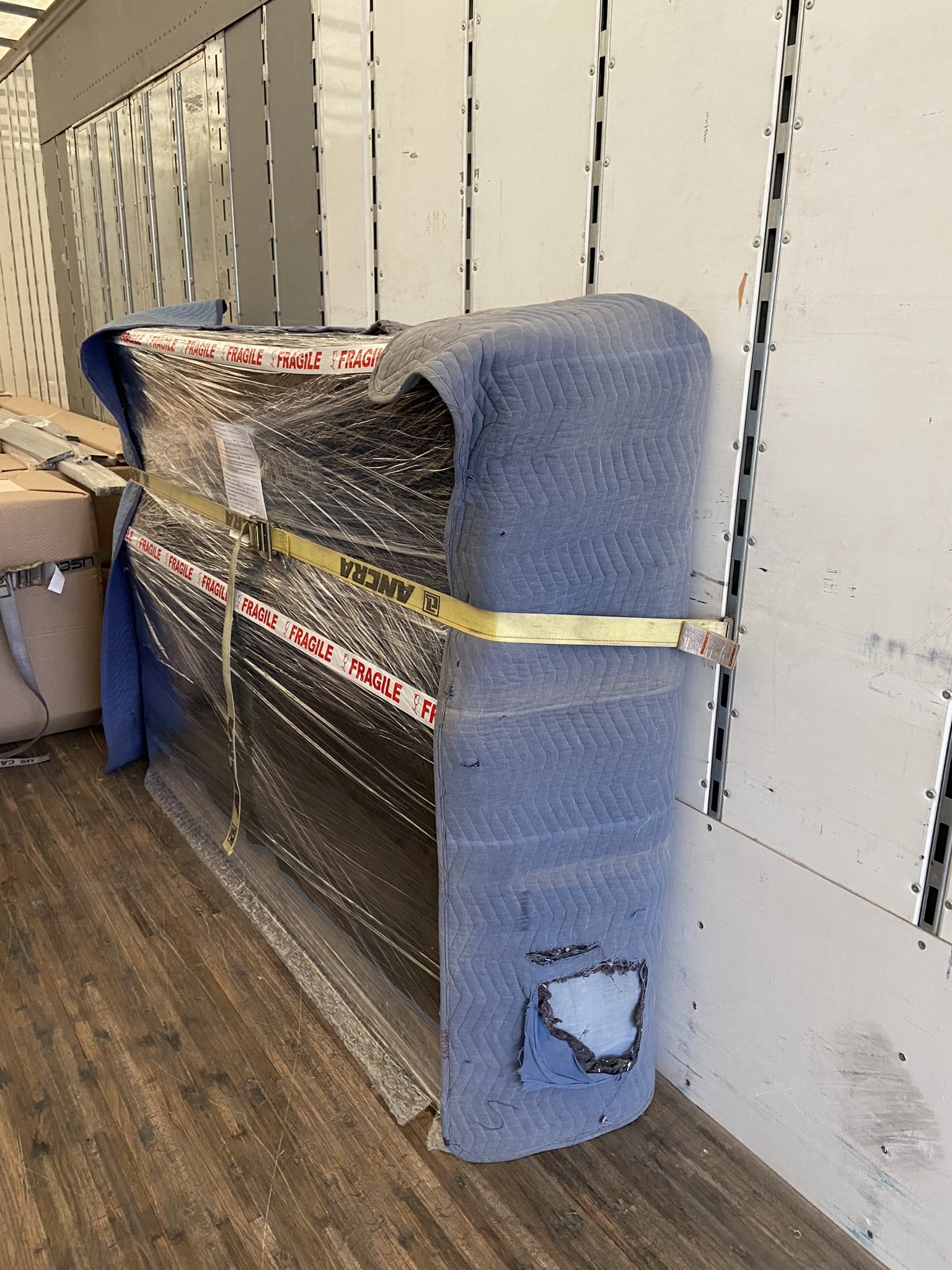  Securely fastened, this piece is ready to begin the trip to it's final destination. We use carriers that will deliver directly to the drop-off point. No intermediate distribution centers. 