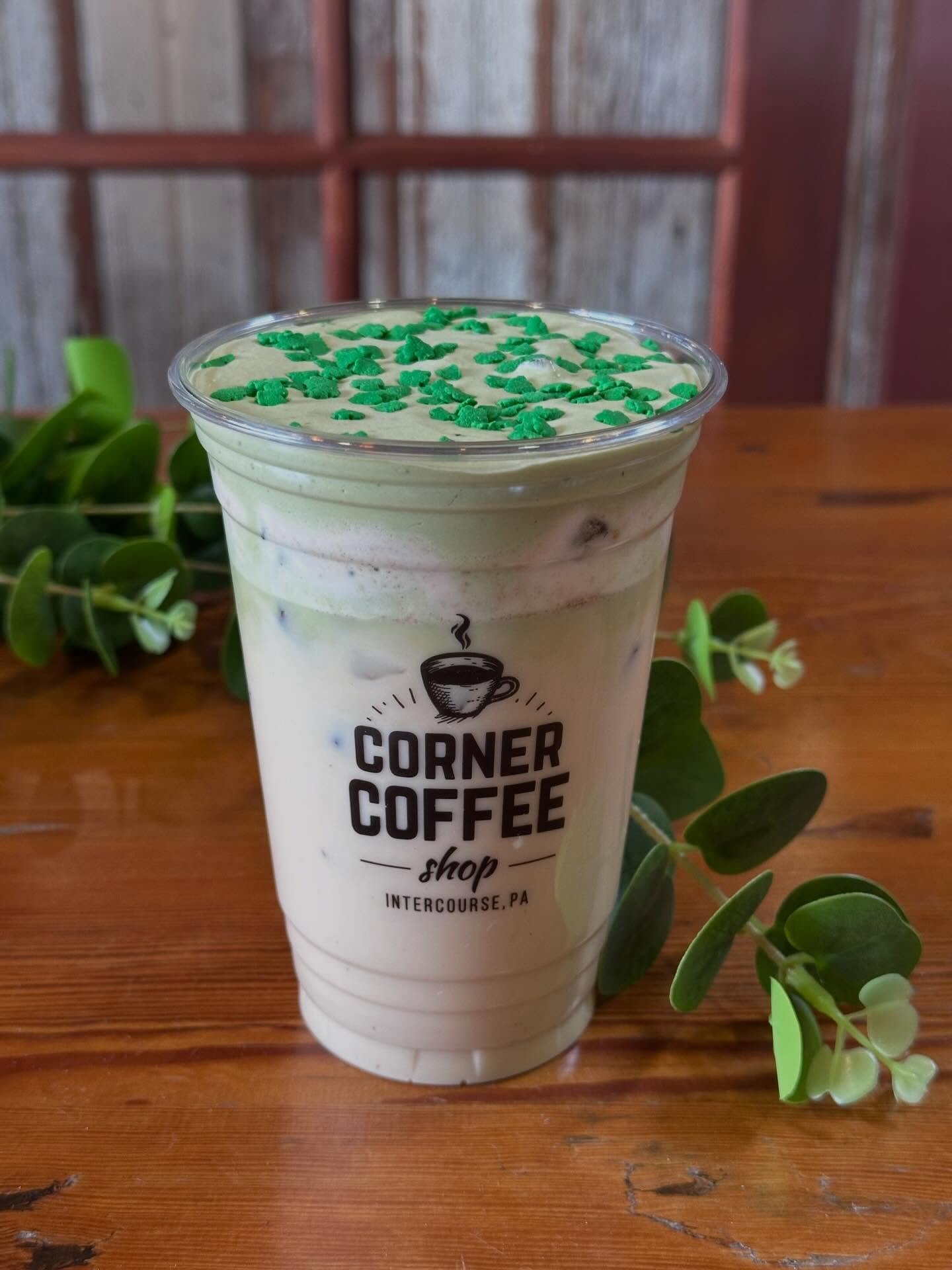 🍀 Happy St. Patrick&rsquo;s Day! Celebrate with one of our March specials - like our festive Shamrock Chai, topped with matcha cold foam &amp; shamrock sprinkles.

We are open 8am-6pm today.

#stpatricksday #marchspecial #matcha #chai #intercoursepa