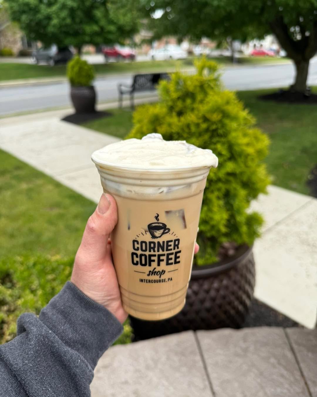 Savor the weekend with our featured Golden Sunset Latte: real maple syrup latte topped with salted honey cold foam. 

We have LIVE MUSIC with Art &amp; David Miron tonight in our courtyard from 6-8pm.

We are open 8am-8pm today.

#goldensunsetlatte #