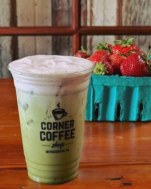Fresh strawberry season may be winding down here in Lancaster County, but our Strawberry Matcha will be around all month long! Our cold, creamy vanilla matcha gets a fruity upgrade with delicious strawberry cold foam.

We are here to serve you until 