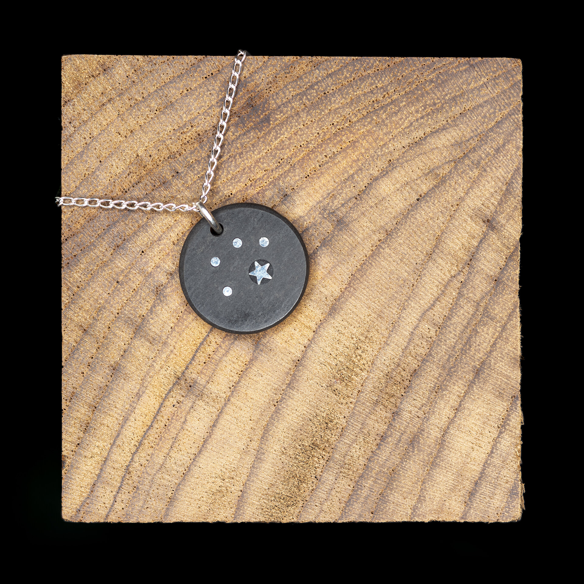 Medium Sky Pendant Disc Shaped by Slate and Silver