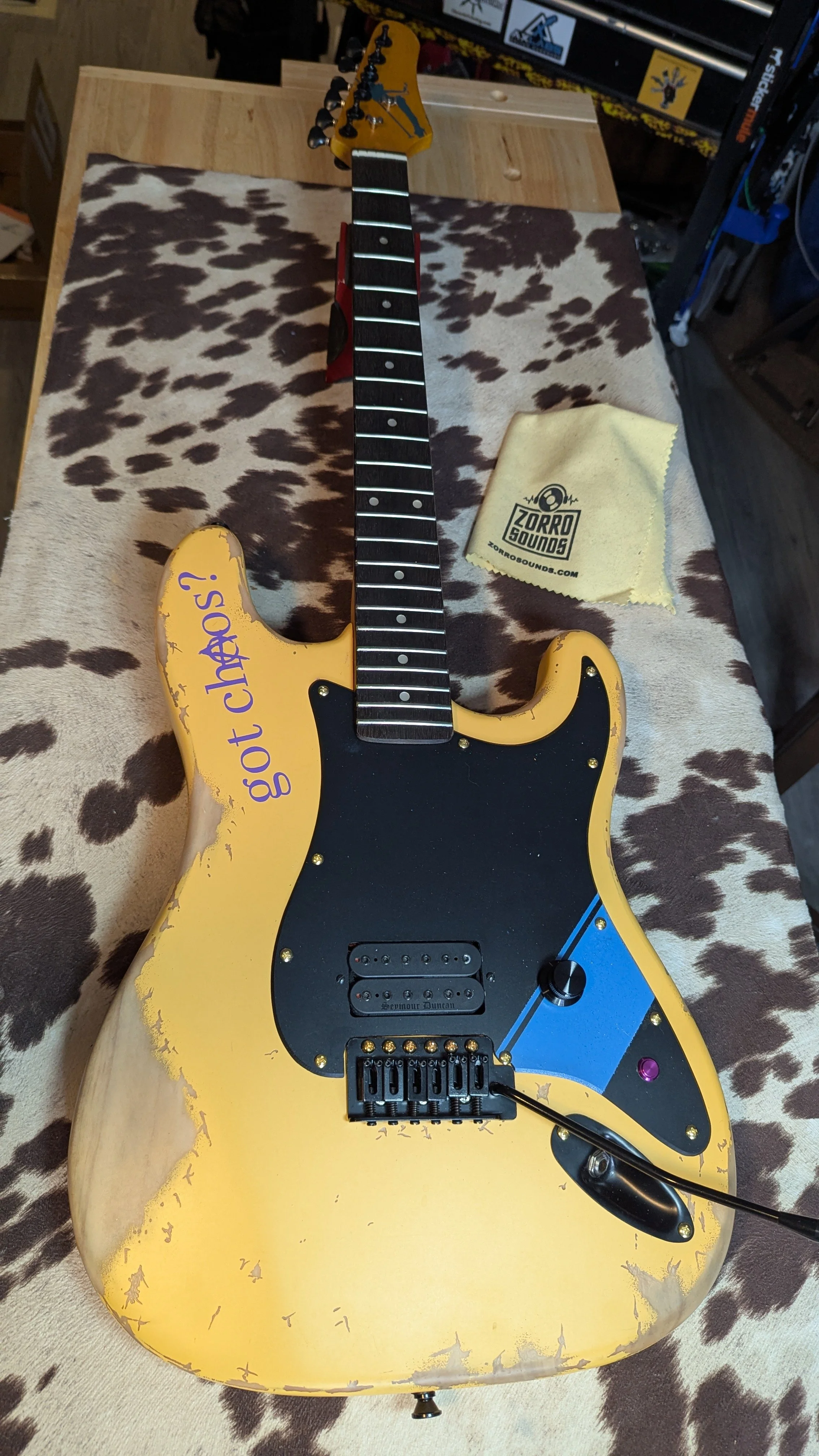 Chaos Guitars Sanford and son parts strat - Custom built to appear to be a "Junk" parts guitar but actually a massive sounding chug machine - Just a Fun guitar