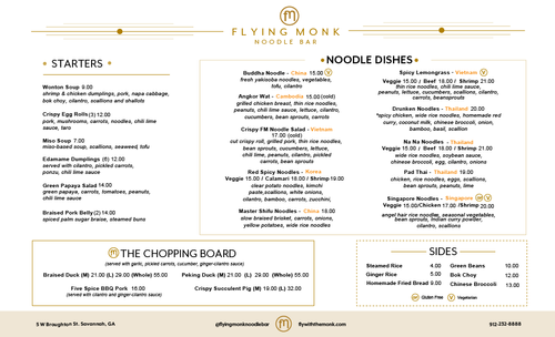 Menu — Flying Monk
