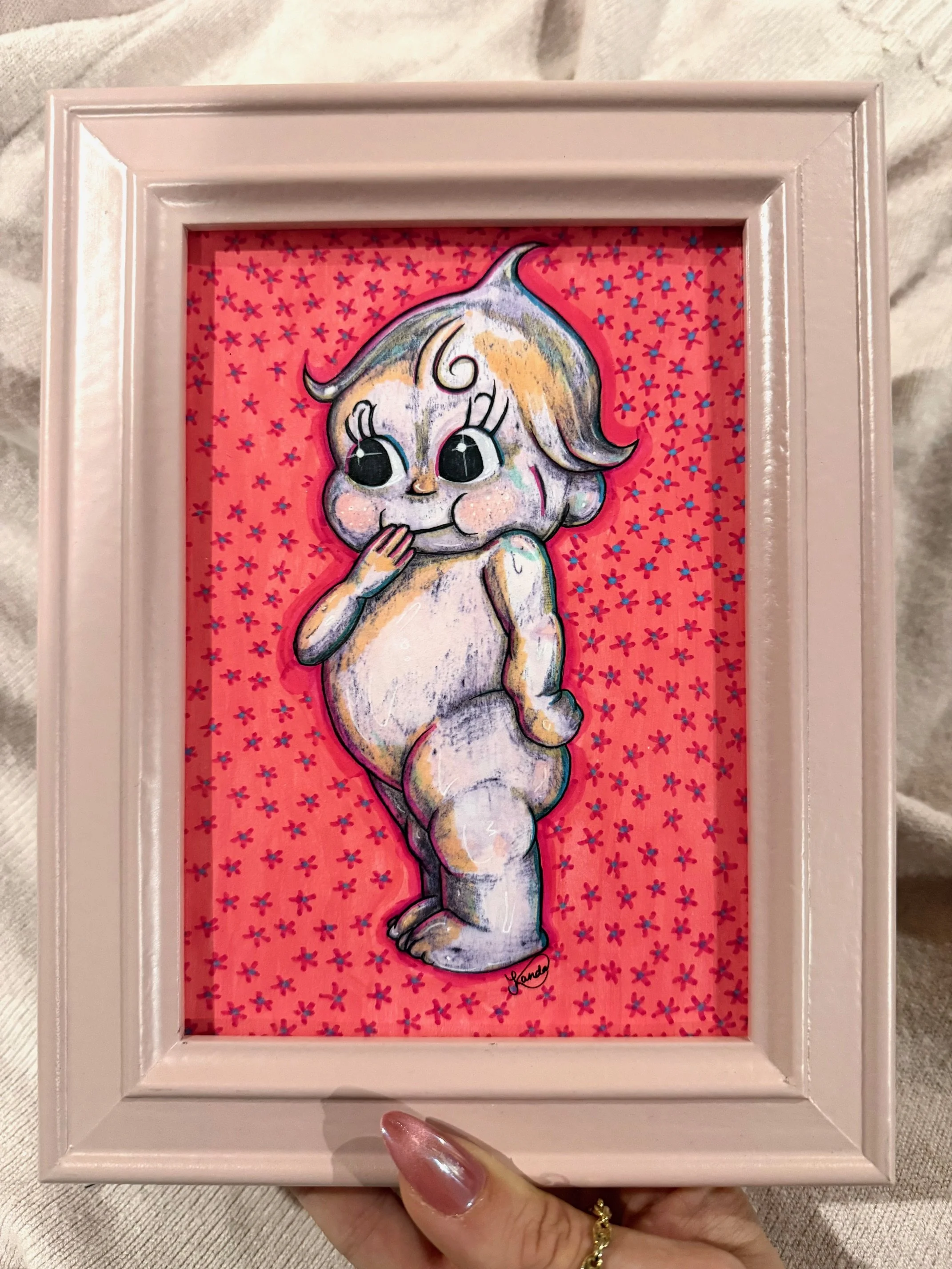 NEW! 'Kewpie' 5x7" Framed Original Drawing