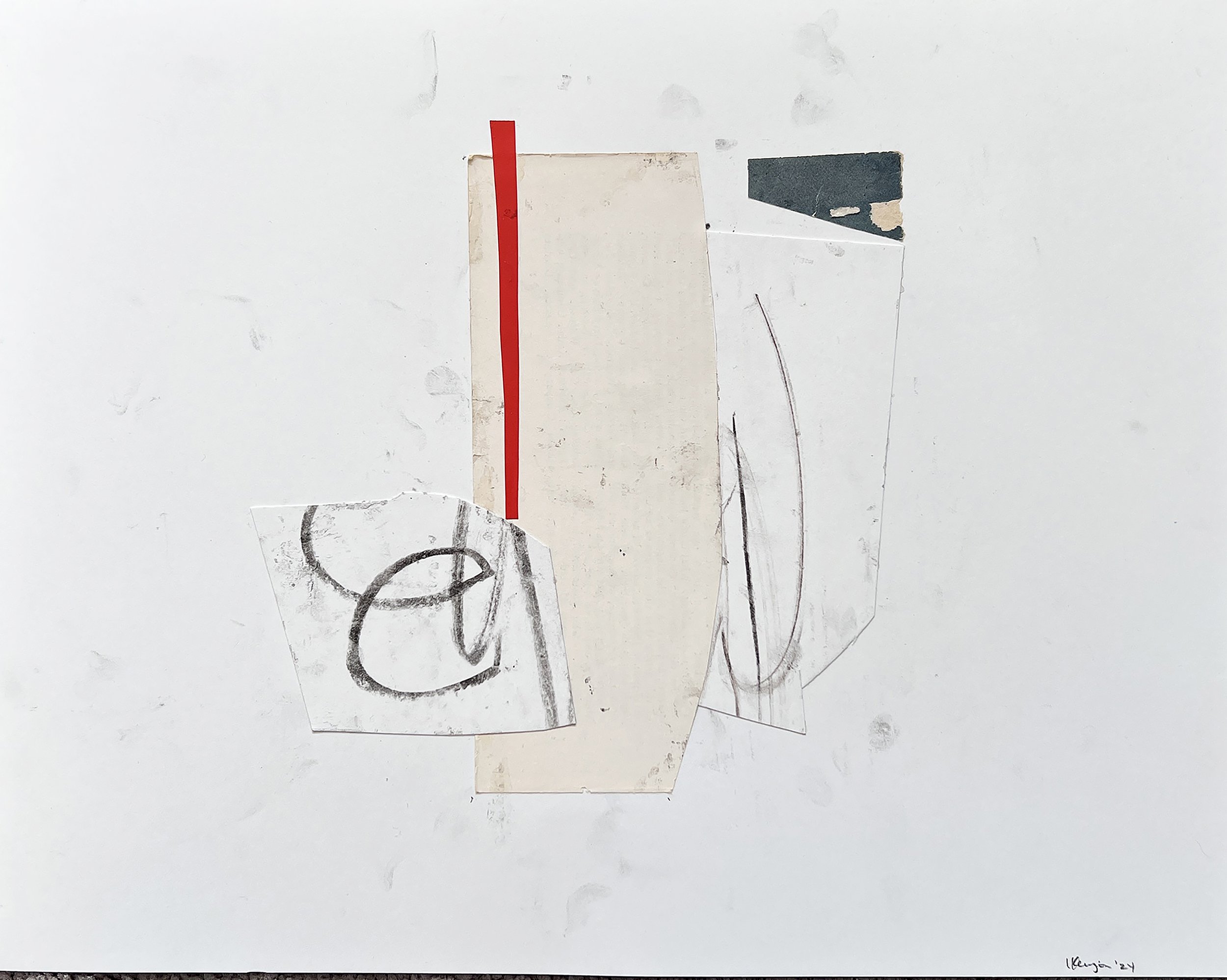 Turning From a Fixed Direction | Mixed Media on Paper; Charcoal and Collage | 2024