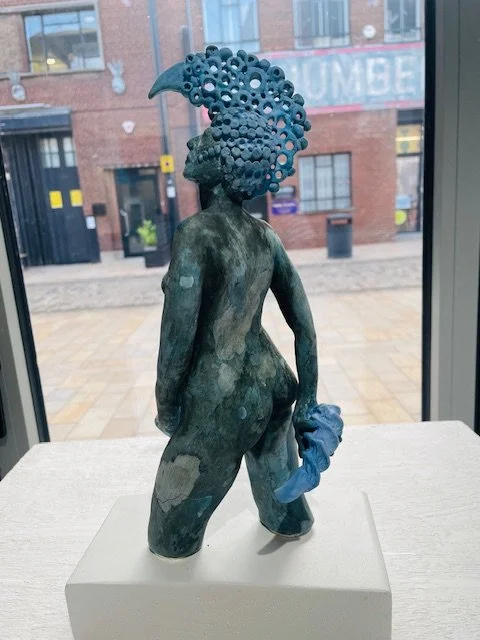 Lisa Wilson Blue Goddess Figure 30cmH on wood base.jpg