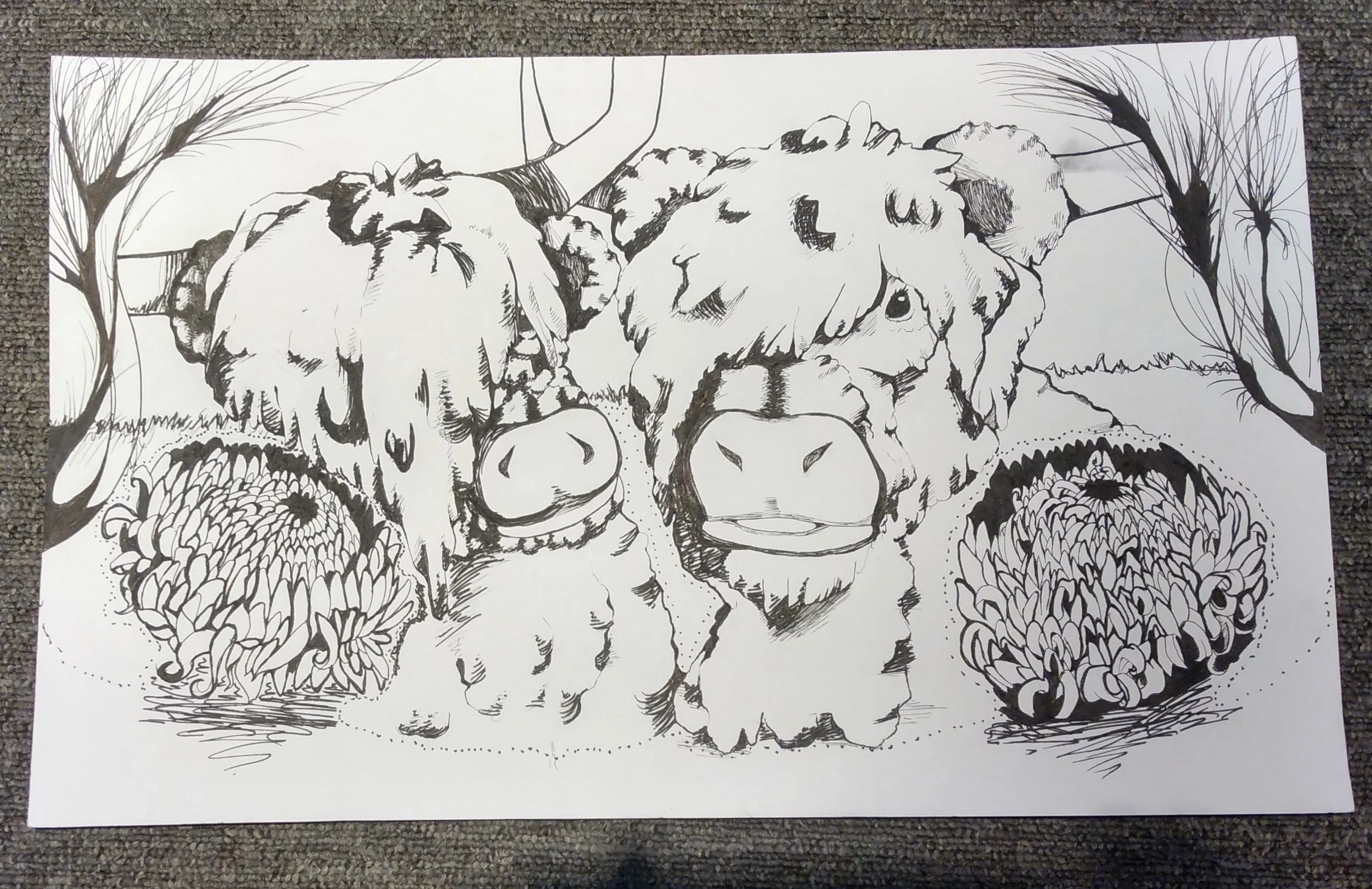 Destiny Woodring "Cows and Chrysanthemum"