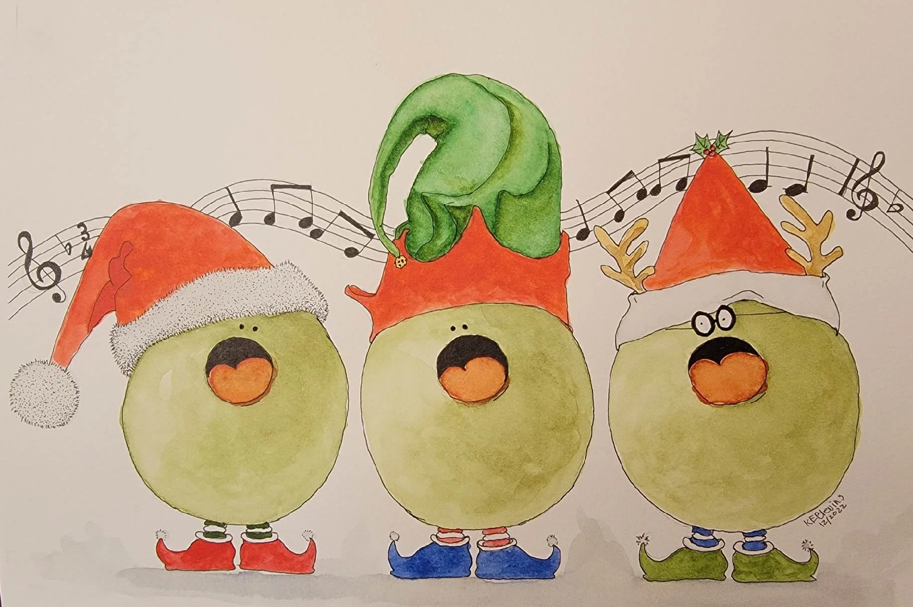 Karen Blevins “2022 Christmas Card/Wishing olive you a Merry Christmas and a New Year stuffed with joy!”