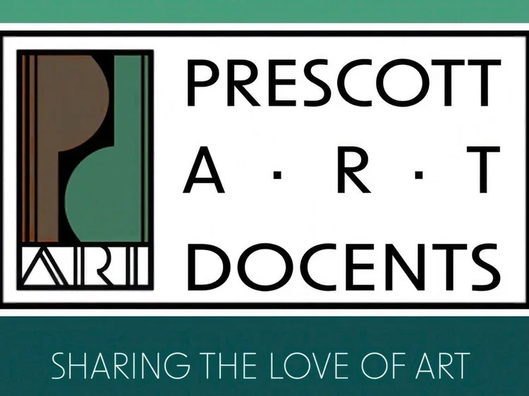 Logo for Prescott Art Educators featuring abstract art design and the motto "Sharing the Love of Art".