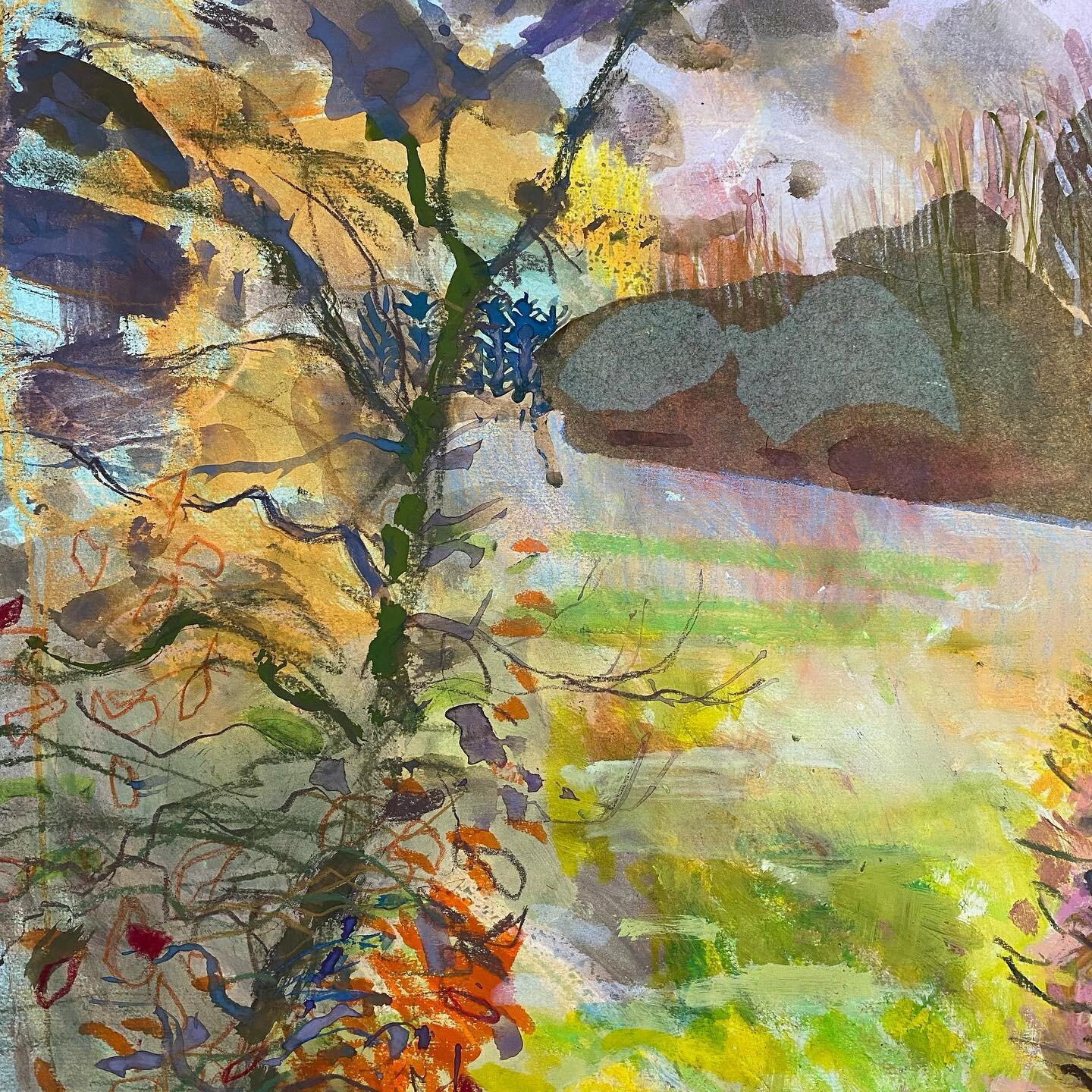 Detail Wip  into the garden from studio. Mixed media collage 
#collage #garden #spring #beech #home #playing #experiment