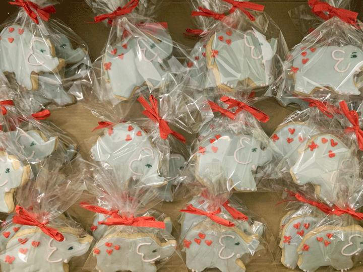 Elephants with Hearts Birthday Cookies