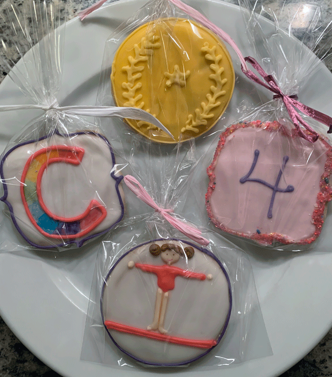 Gymnastics 4th Birthday Cookies