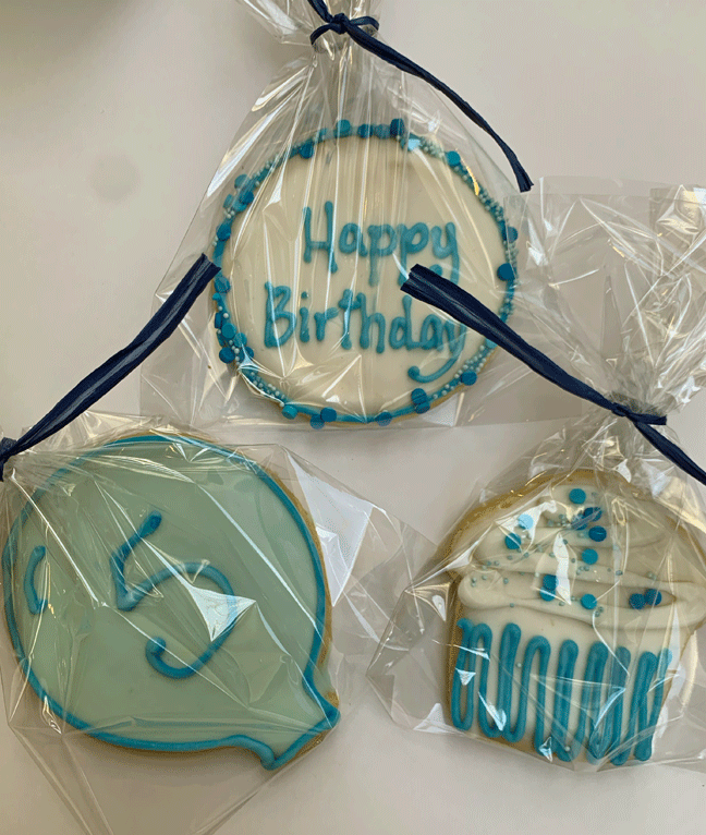 Blue and White 5th Birthday Cookies