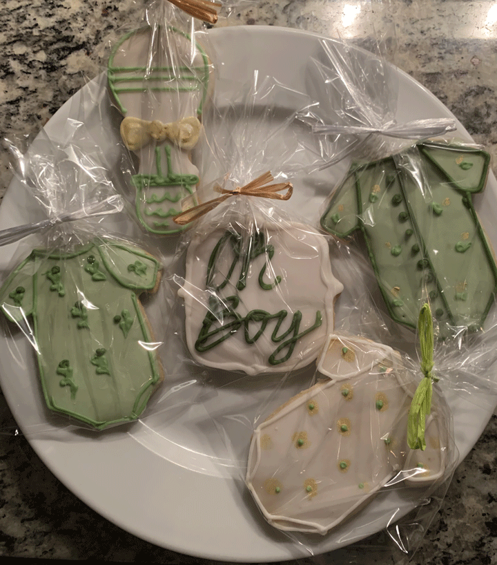 Oh Boy! Green and White Baby Shower Cookies