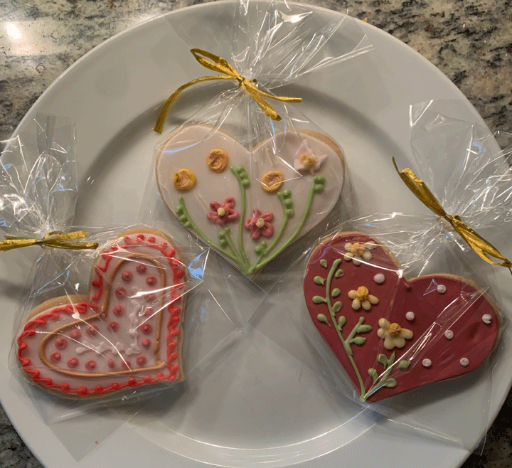 Fancy Floral Valentine Heart Cookies