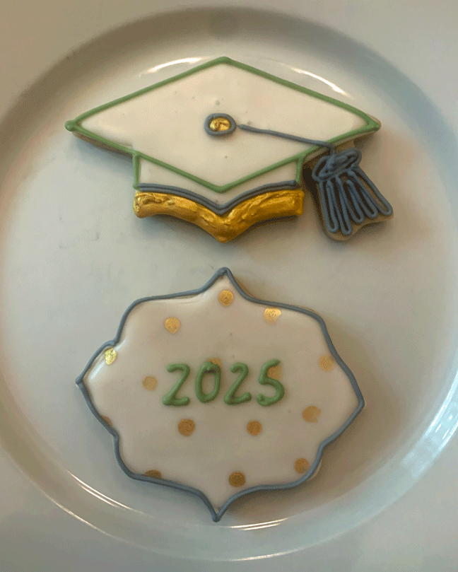 Green and Gold Graduation Cookies