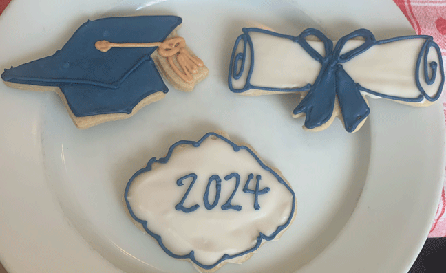 Navy and White Graduation Cookies