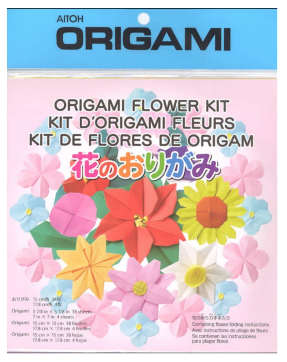 Aitoh Origami Paper 5-7/8x5-7/8 38 Sheets Flower Kit