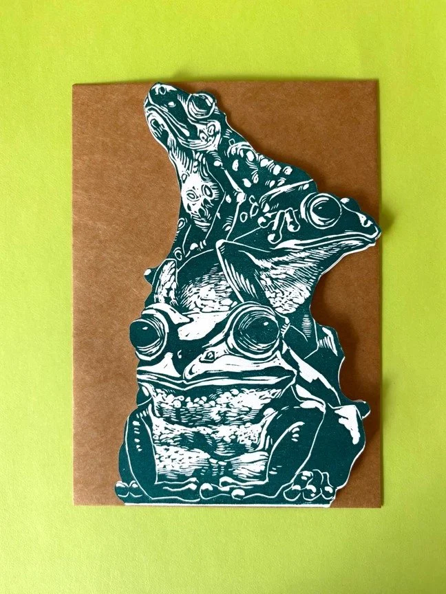 Frog Family Die Cut Card by Kathie Studio
