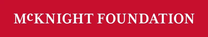 Red rectangle with the words McKnight Foundation spelled in all capital letters in white.
