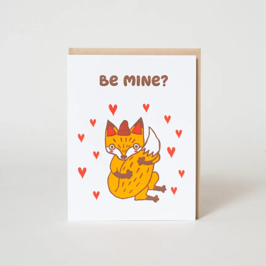 Be Mine? Fox Love Card by Fugu Fugu Press