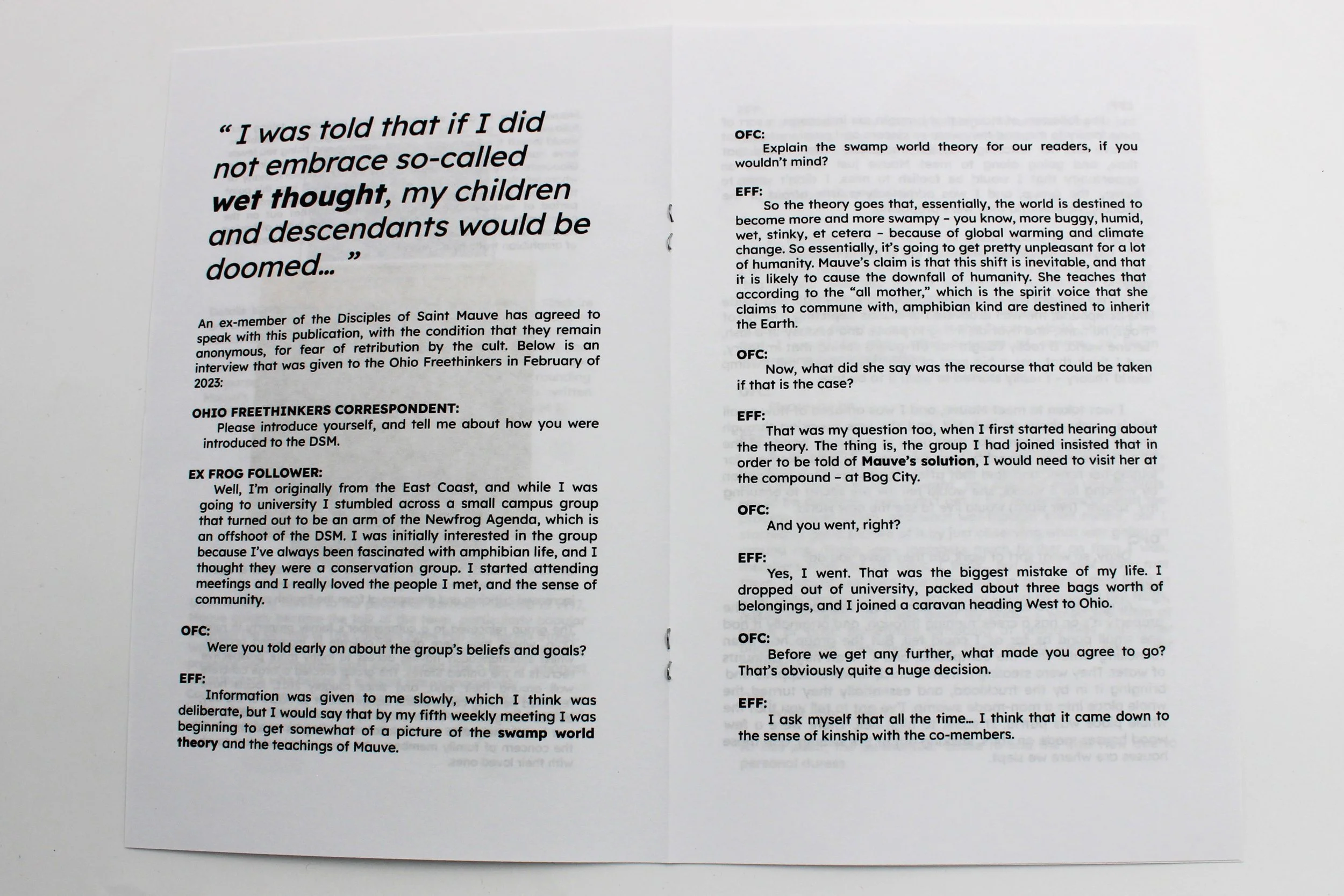 Cult of the Frog Zine by Seth Karp — Minnesota Center for Book Arts