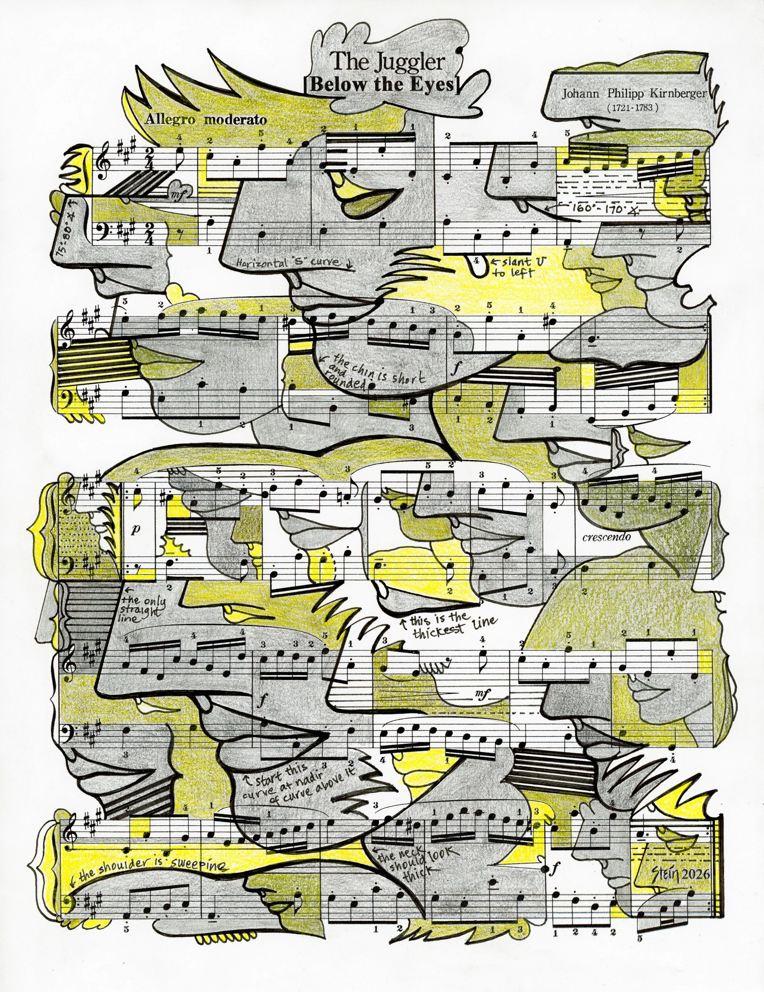   The Juggler 418.036  2026; 11” x 8.5”; Colored Pencil, Graphite, and Ink on Paper 