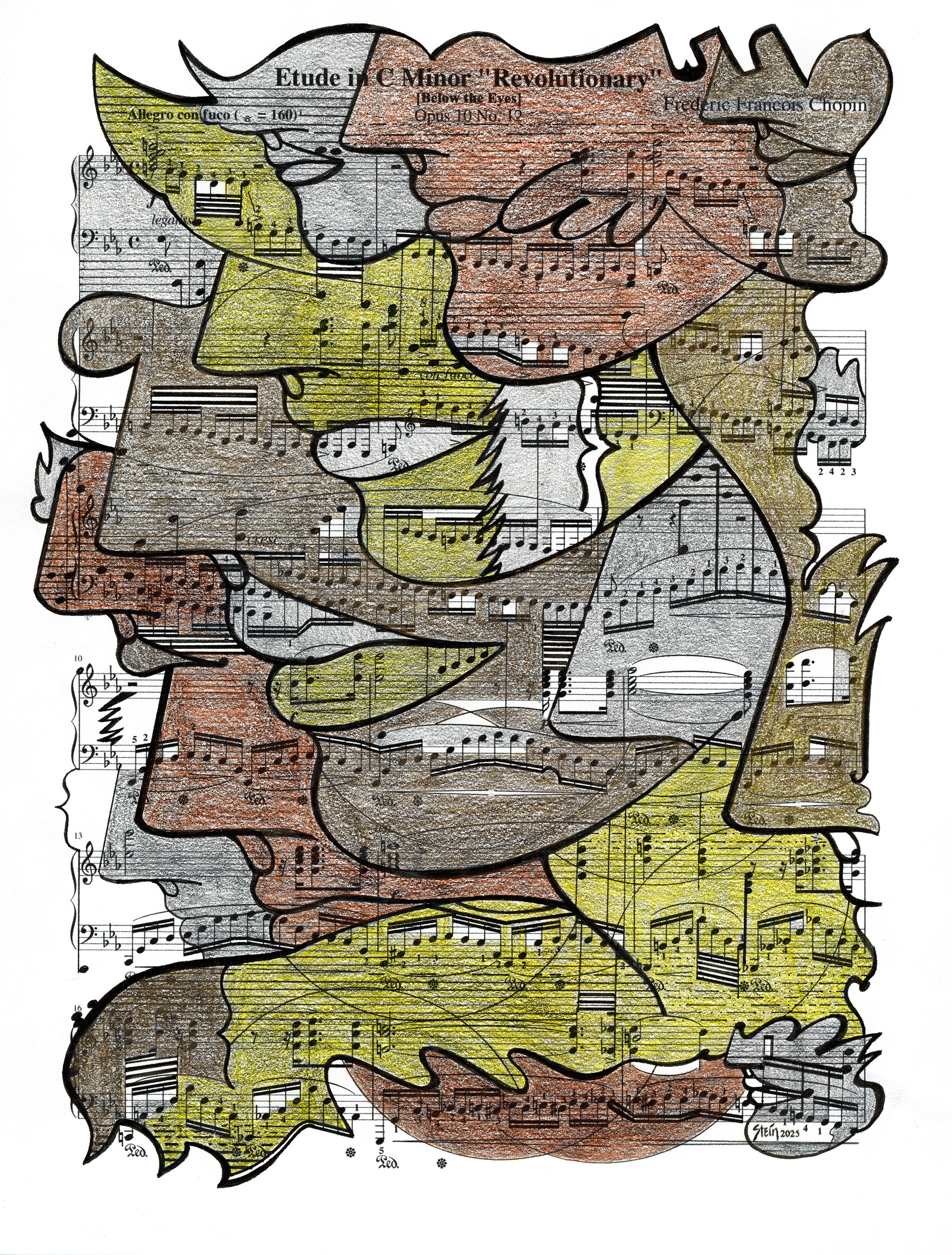 Profile Notation 418.024 2025; 11” x 8.5”; Colored Pencil, Graphite, and Ink on Paper