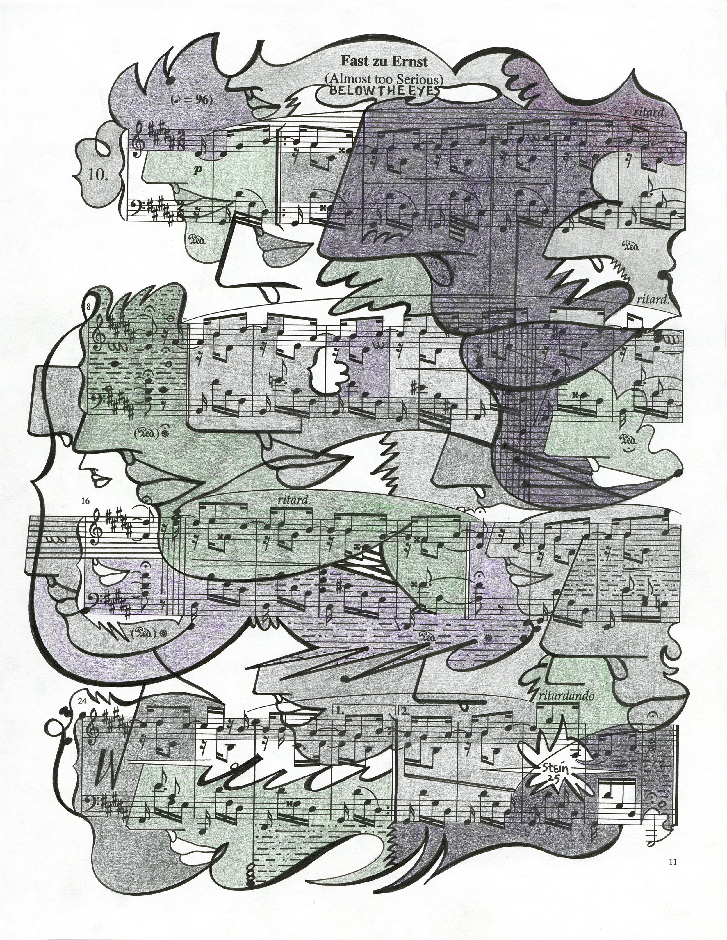 Profile Notation 418.019 2025; 11” x 8.5”; Colored Pencil, Graphite, and Ink on Paper