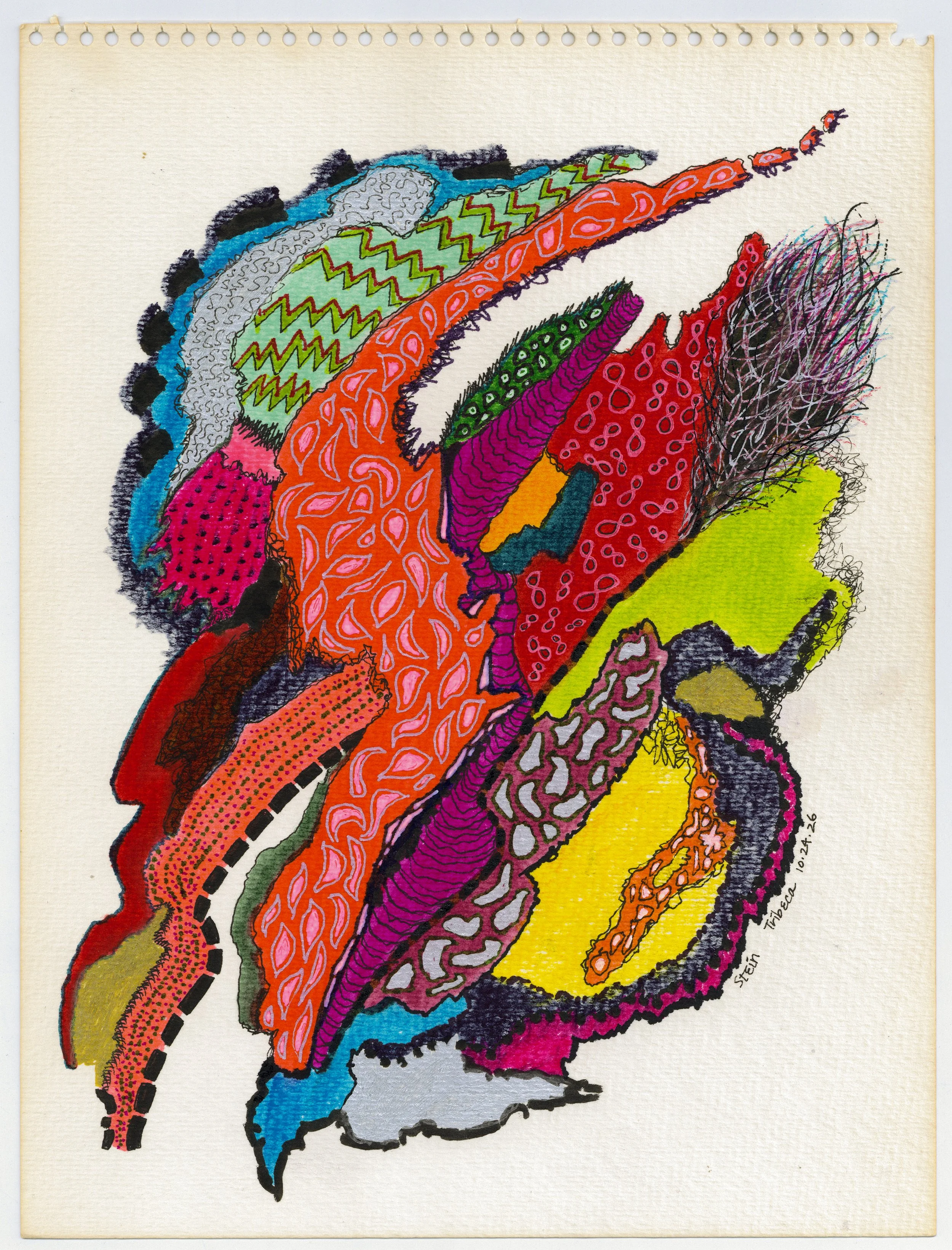   Patterned Color 1304 
 2026; 12” x 9”; ink, acrylic, and gouache on paper
 