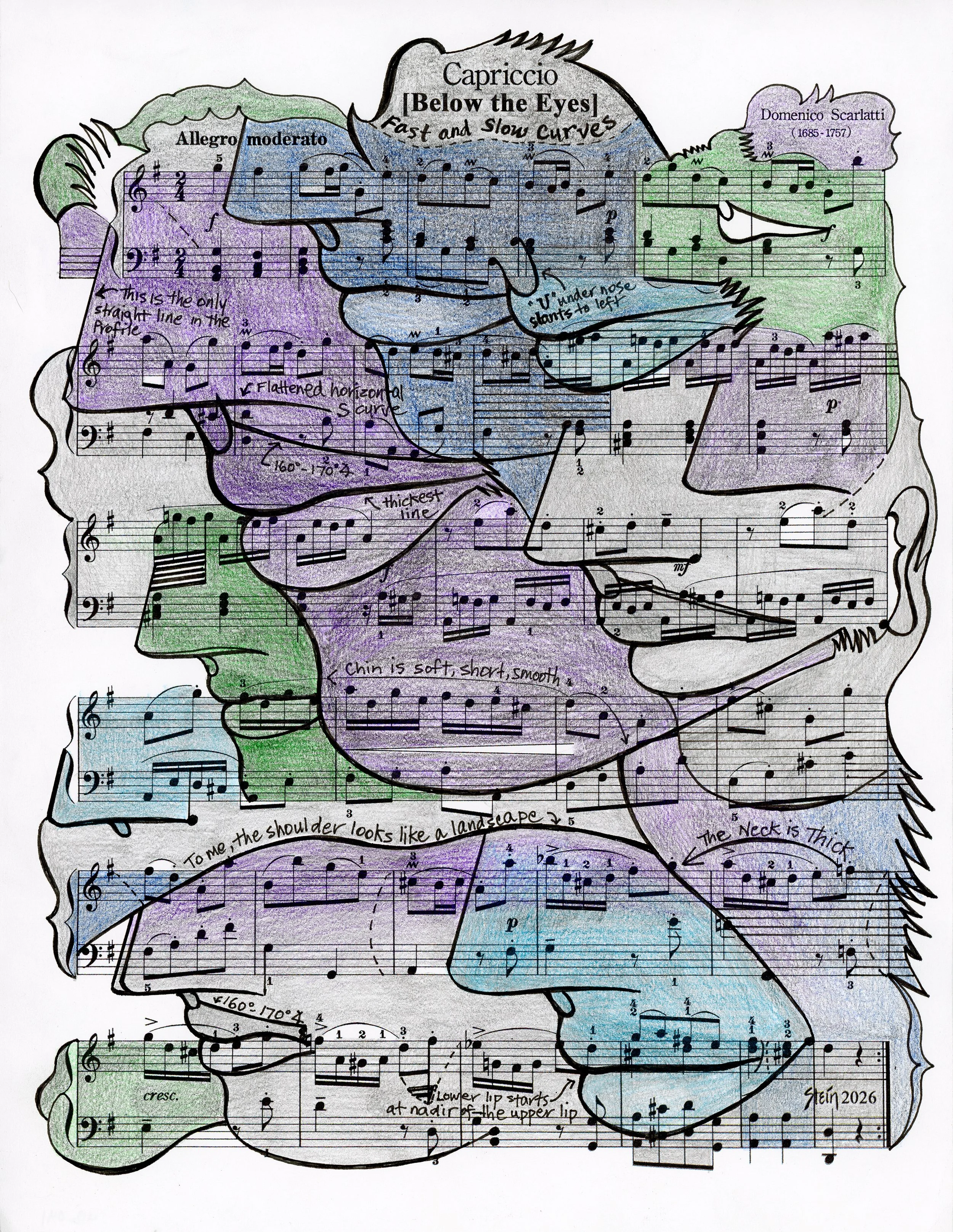   Capriccio 418.041  2026; 11” x 8.5”; Colored Pencil, Graphite, and Ink on Paper 